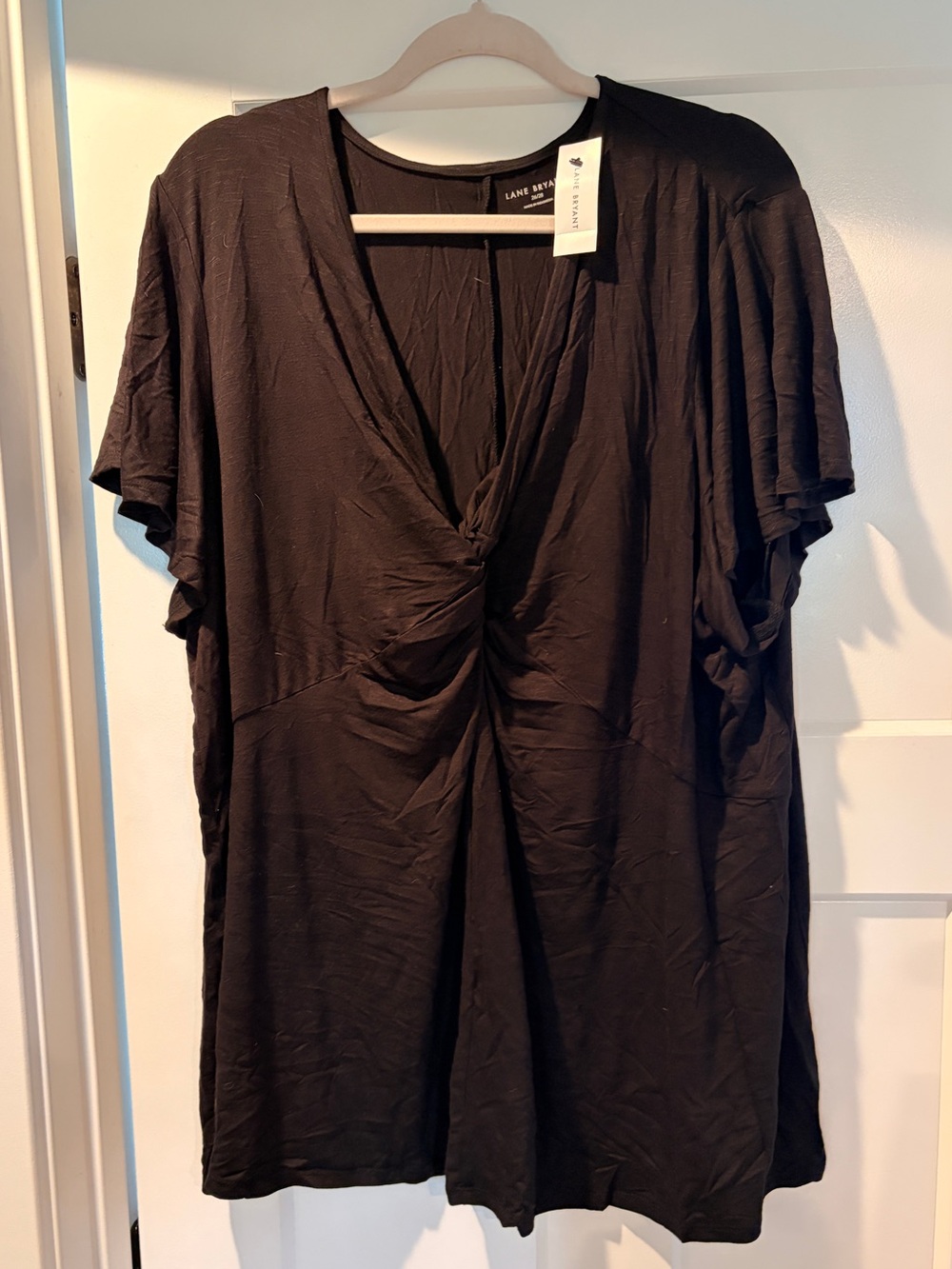 Nwt Lane Bryant Black Twist-Front V-Neck Women's Plus Size 26/28 Top
